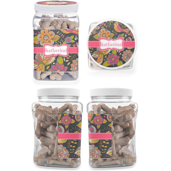 Birds & Butterflies Pet Treat Jar - Multiple Angles