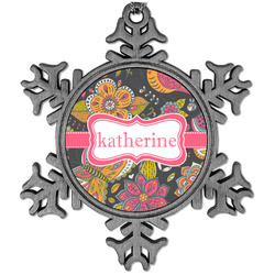 Birds & Butterflies Vintage Snowflake Ornament (Personalized)