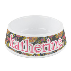 Birds & Butterflies Plastic Dog Bowl - Small (Personalized)
