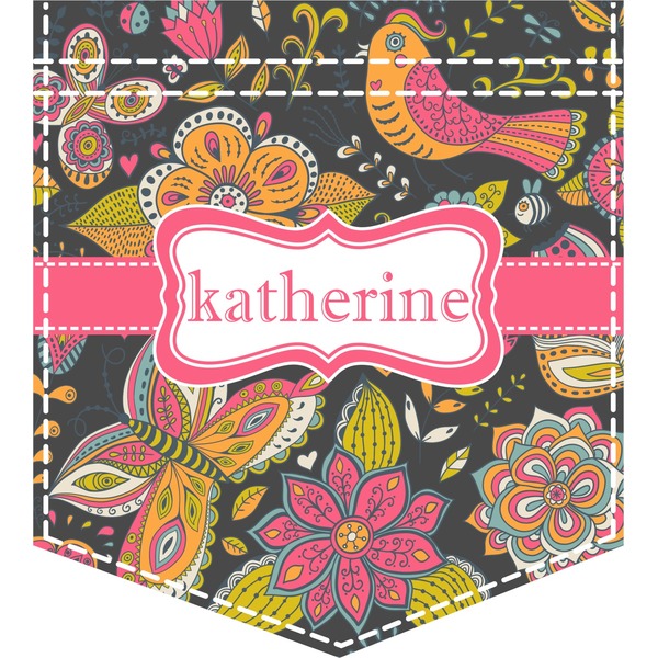 Custom Birds & Butterflies Iron On Faux Pocket (Personalized)