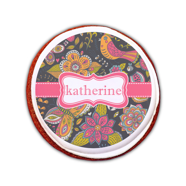 Birds & Butterflies Printed Icing Circle - Small - On Cookie