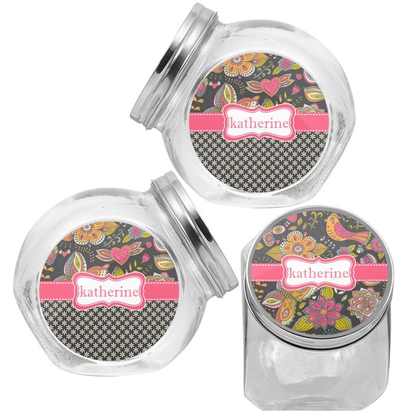 Birds & Butterflies Puppy Treat Jar - Top Left Right