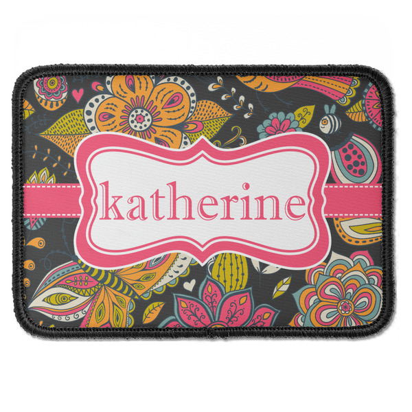 Custom Birds & Butterflies Iron On Rectangle Patch w/ Name or Text
