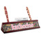 Birds & Butterflies Red Mahogany Nameplate with Business Card Holder (Personalized)