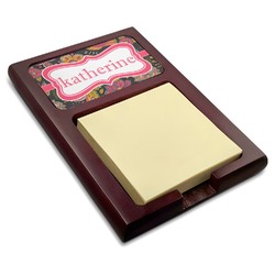 Birds & Butterflies Red Mahogany Sticky Note Holder (Personalized)