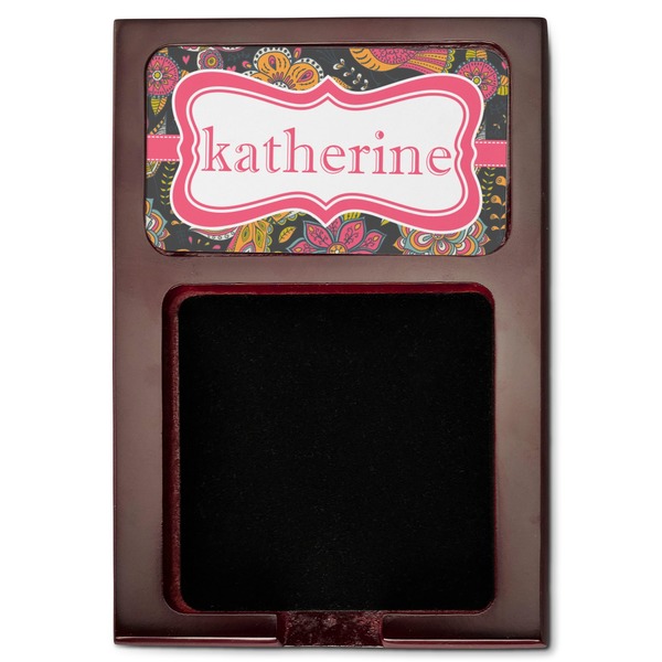Birds & Butterflies Red Mahogany Sticky Note Holder - Flat