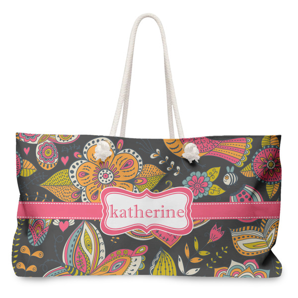 Custom Birds & Butterflies Large Tote Bag with Rope Handles (Personalized)