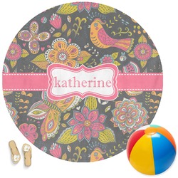 Birds & Butterflies Round Beach Towel (Personalized)
