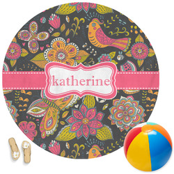 Birds & Butterflies Round Beach Towel (Personalized)