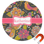 Birds & Butterflies Round Car Magnet - 6" (Personalized)