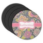 Birds & Butterflies Round Rubber Backed Coasters - Set of 4 (Personalized)