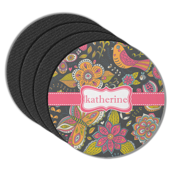 Birds & Butterflies Round Coaster Rubber Back - Main