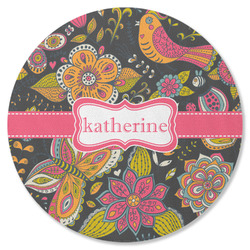 Birds & Butterflies Round Rubber Backed Coaster (Personalized)
