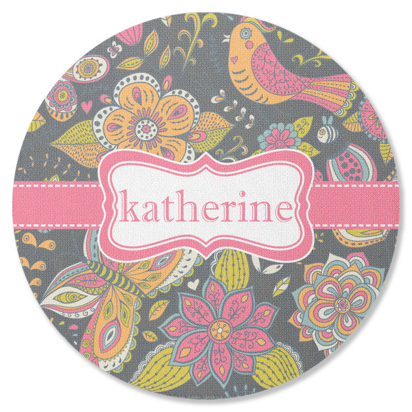 Birds & Butterflies Round Coaster Rubber Back - Single
