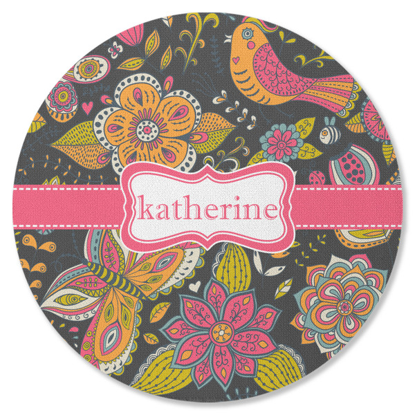 Birds & Butterflies Round Coaster Rubber Back - Single