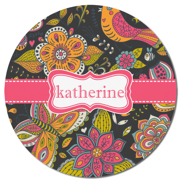 Birds & Butterflies Round Fridge Magnet - FRONT