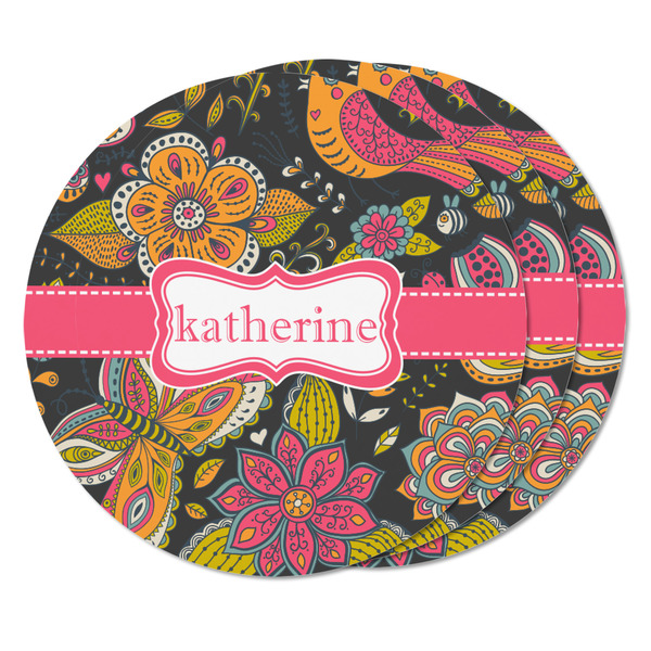 Birds & Butterflies Round Fridge Magnet - THREE
