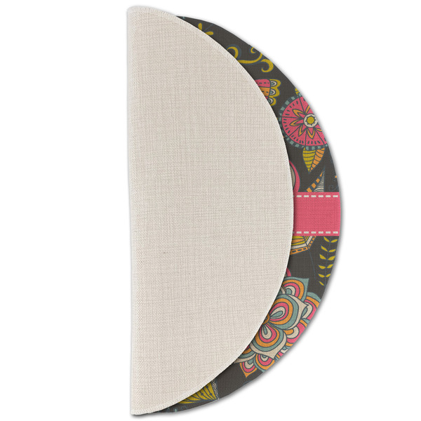 Birds & Butterflies Round Linen Placemats - HALF FOLDED (single sided)