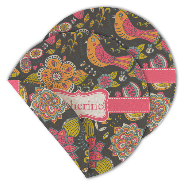Birds & Butterflies Round Linen Placemats - MAIN (Double-Sided)