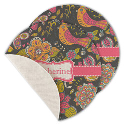 Birds & Butterflies Round Linen Placemat - Single Sided - Set of 4 (Personalized)