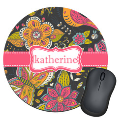 Birds & Butterflies Round Mouse Pad (Personalized)