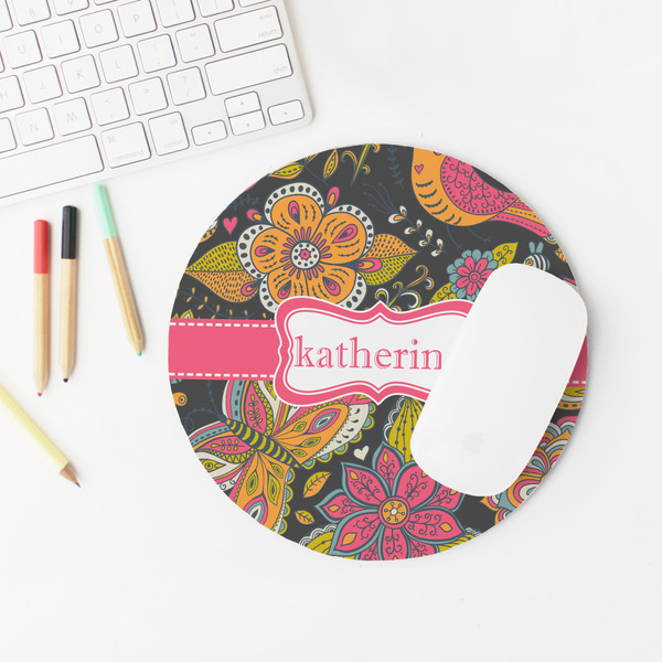 Birds & Butterflies Round Mousepad - LIFESTYLE 2