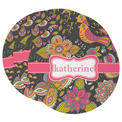 Birds & Butterflies Round Paper Coasters w/ Name or Text