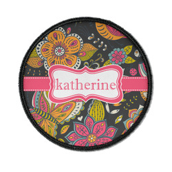 Birds & Butterflies Iron On Round Patch w/ Name or Text