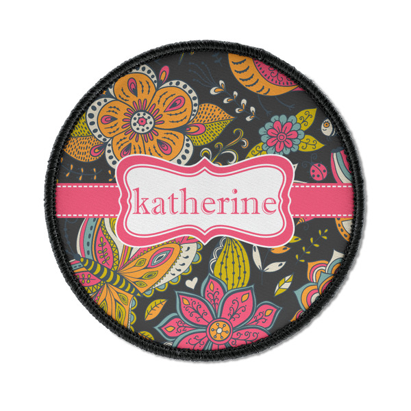 Custom Birds & Butterflies Iron On Round Patch w/ Name or Text