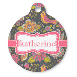 Birds & Butterflies Round Pet ID Tag - Large (Personalized)