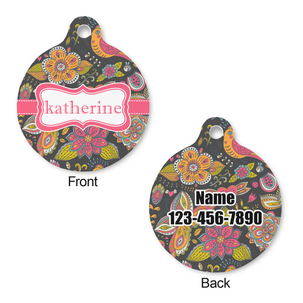 Birds & Butterflies Round Pet Tag - Front & Back