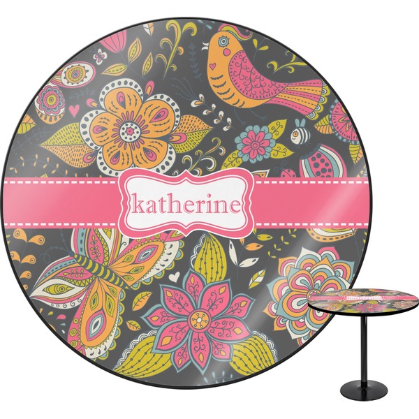 Custom Birds & Butterflies Round Table - 30" (Personalized)