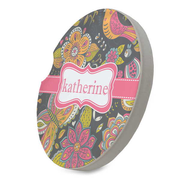 Birds & Butterflies Sandstone Car Coaster - STANDING ANGLE