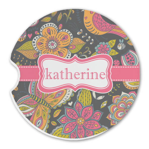 Custom Birds & Butterflies Sandstone Car Coaster - Single (Personalized)