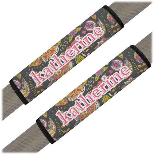 Custom Birds & Butterflies Seat Belt Covers (Set of 2) (Personalized)