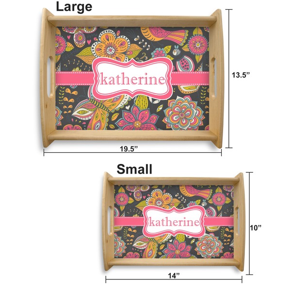 Birds & Butterflies Serving Tray Wood Sizes