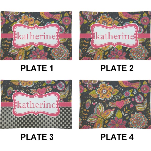 Birds & Butterflies Set of Rectangular Appetizer / Dessert Plates (Approval)