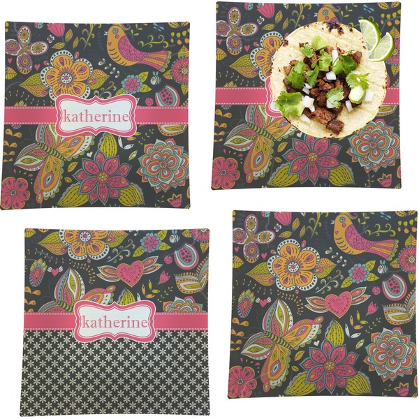 Birds & Butterflies Set of Square Dinner Plates