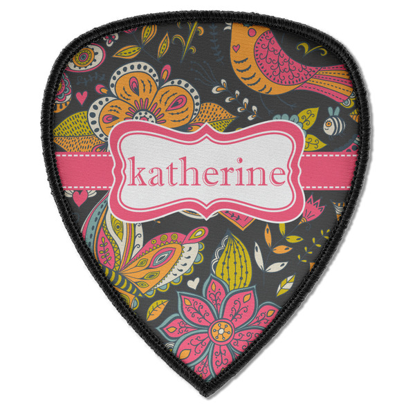 Custom Birds & Butterflies Iron on Shield Patch A w/ Name or Text