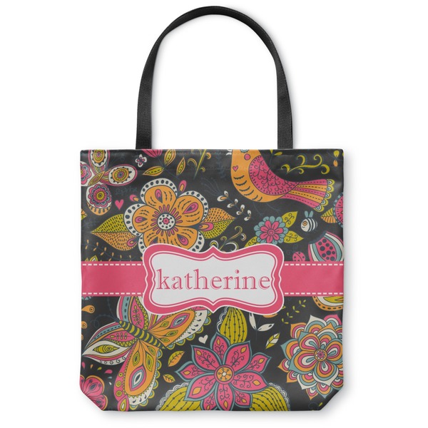 Custom Birds & Butterflies Canvas Tote Bag - Small - 13"x13" (Personalized)
