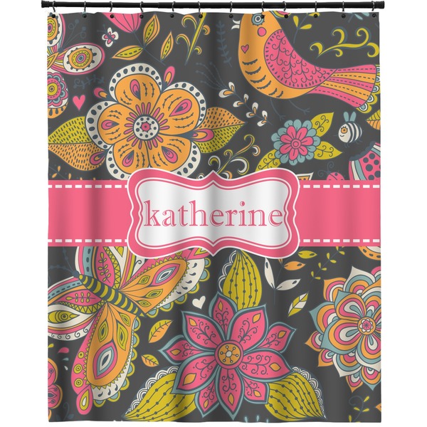Custom Birds & Butterflies Extra Long Shower Curtain - 70"x84" (Personalized)