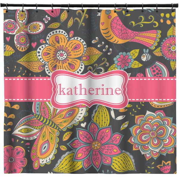 Custom Birds & Butterflies Shower Curtain - 71" x 74" (Personalized)