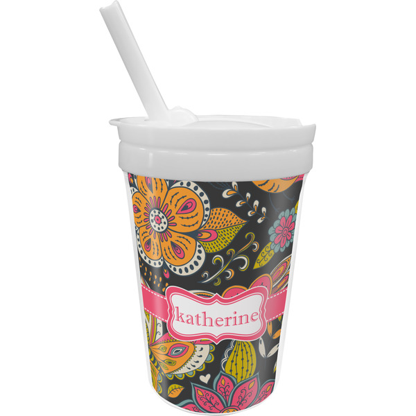 Custom Birds & Butterflies Sippy Cup with Straw (Personalized)