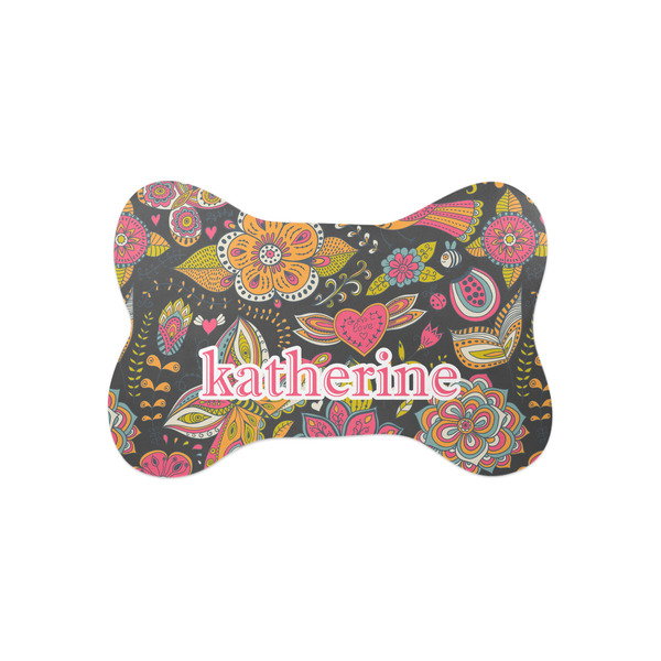 Custom Birds & Butterflies Bone Shaped Dog Food Mat (Small) (Personalized)