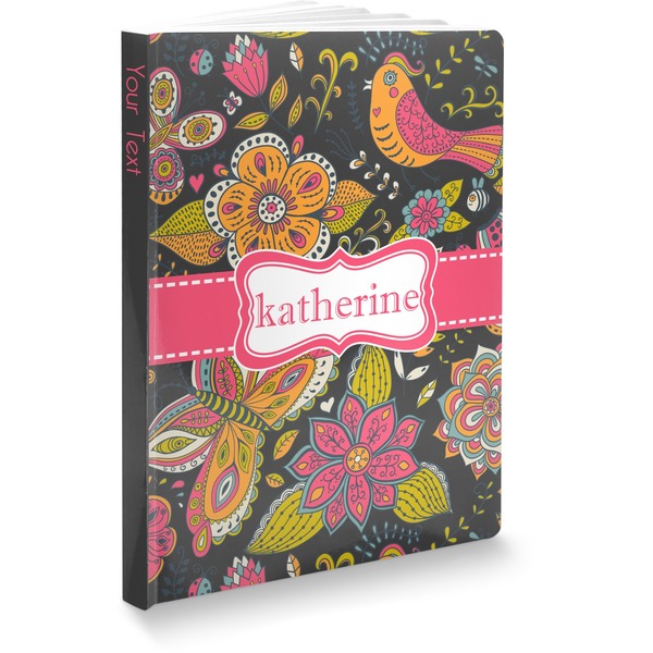 Custom Birds & Butterflies Softbound Notebook - 7.25" x 10" (Personalized)