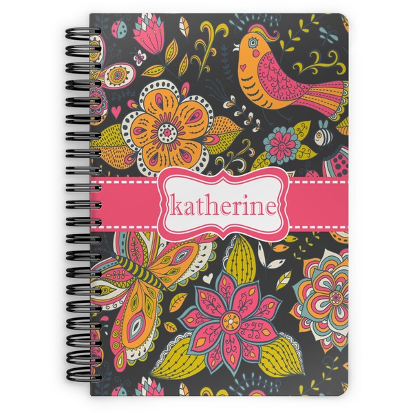 Custom Birds & Butterflies Spiral Notebook - 7x10 w/ Name or Text