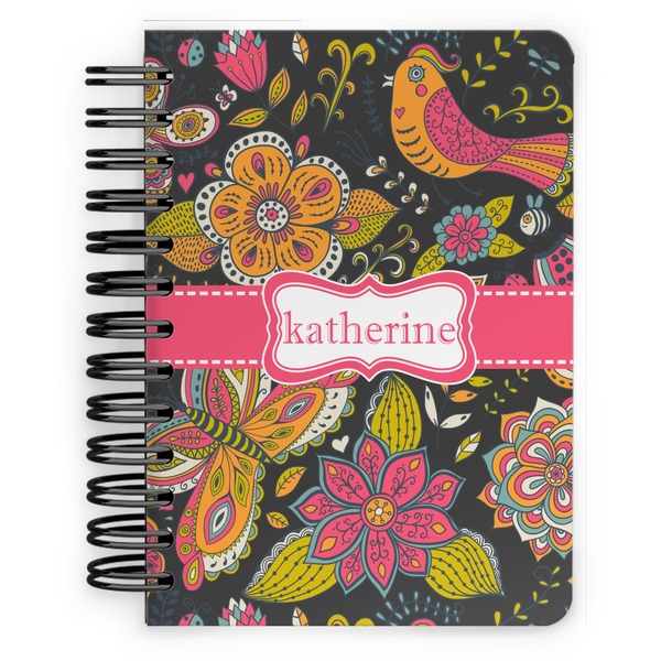 Custom Birds & Butterflies Spiral Notebook - 5x7 w/ Name or Text