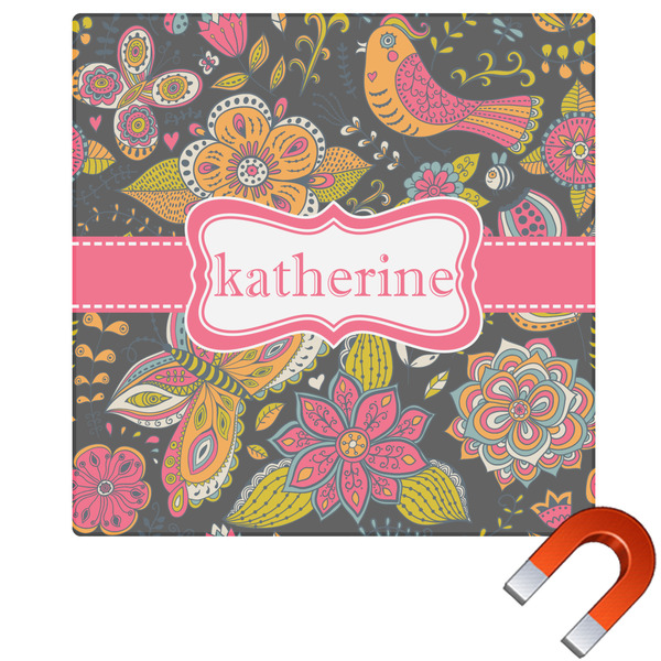 Custom Birds & Butterflies Square Car Magnet - 10" (Personalized)