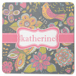 Birds & Butterflies Square Rubber Backed Coaster (Personalized)