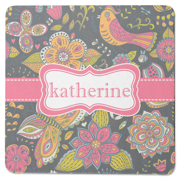 Custom Birds & Butterflies Square Rubber Backed Coaster (Personalized)